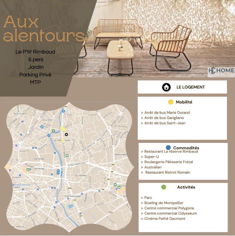 Апартаменти Le P'Tit Rimbaud, 6 Pers, Parking Prive, Jardin,Wifi Монпельє Екстер'єр фото